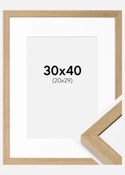 Ramme Hermes massiv eg 30x40 cm - Passepartout Hvid 21x30 cm