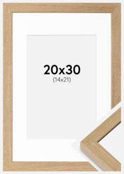 Ramme Hermes Massiv eg 20x30 cm - Passepartout Hvid 15x22 cm