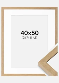 Ramme Hermes Naturlig Eg 40x50 cm - Passepartout Hvid 29,7x42 cm