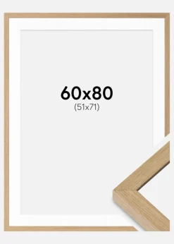 Ramme Hermes Naturlig Eg 60x80 cm - Passepartout Hvid 52x72 cm