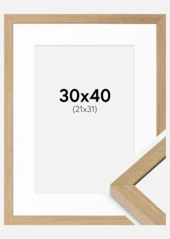 Ramme Hermes Naturlig Eg 30x40 cm - Passepartout Hvid 22x32 cm