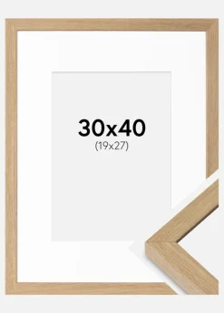 Ramme Hermes Naturlig Eg 30x40 cm - Passepartout Hvid 20x28 cm