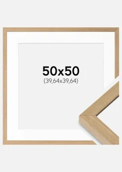 Ramme Hermes Naturlig Eg 50x50 cm - Passepartout Hvid 16x16 inches