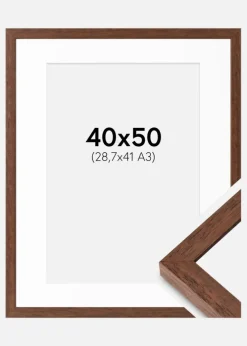 Ramme Hermes Teak 40x50 cm - Passepartout Hvid 29,7x42 cm