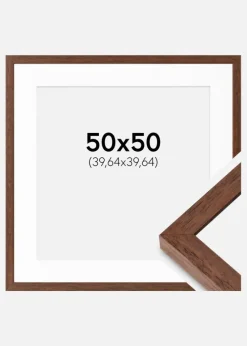 Ramme Hermes Teak 50x50 cm - Passepartout Hvid 16x16 inches