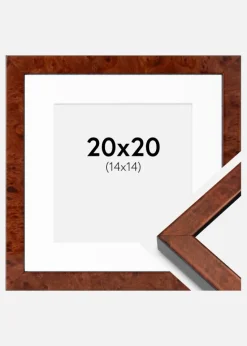 Ramme Hermes valnød 20x20 cm - Passepartout Hvid 15x15 cm