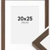 Ramme Hermes Valnød 20x25 cm - Passepartout Hvid 15x20 cm