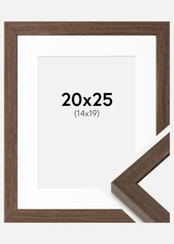 Ramme Hermes Valnød 20x25 cm - Passepartout Hvid 15x20 cm