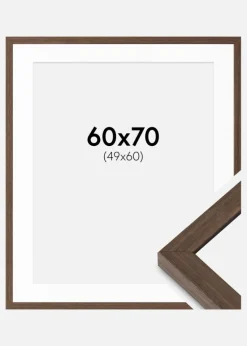 Ramme Hermes Valnød 60x70 cm - Passepartout Hvid 50x61 cm