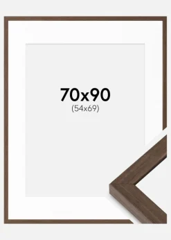 Ramme Hermes Valnød 70x90 cm - Passepartout Hvid 55x70 cm