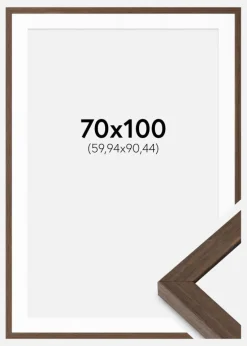 Ramme Hermes Valnød 70x100 cm - Passepartout Hvid 24x36 inches