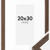 Ramme Hermes Valnød 20x30 cm - Passepartout Hvid 10x21 cm