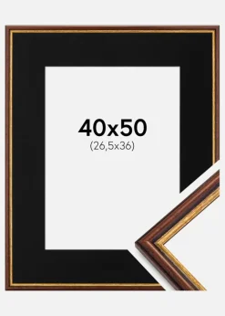 Ramme Horndal Brun 40x50 cm - Passepartout Sort 27,5x37 cm