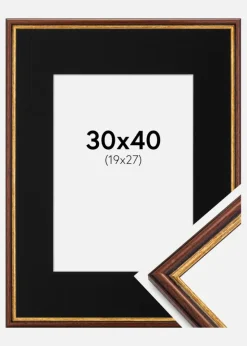 Ramme Horndal Brun 30x40 cm - Passepartout Sort 20x28 cm