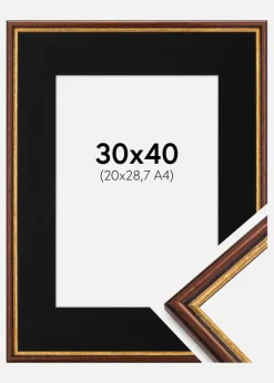 Ramme Horndal Brun 30x40 cm - Passepartout Sort 21x29,7 cm (A4)