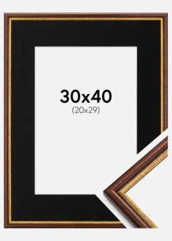 Ramme Horndal Brun 30x40 cm - Passepartout Sort 21x30 cm