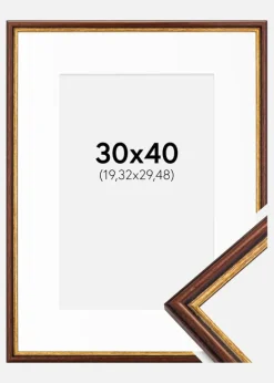 Ramme Horndal Brun 30x40 cm - Passepartout Hvid 8x12 inches