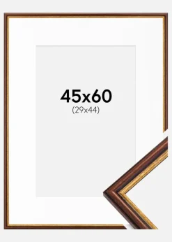 Ramme Horndal Brun 45x60 cm - Passepartout Hvid 30x45 cm