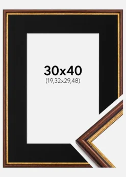 Ramme Horndal Brun 30x40 cm - Passepartout Sort 8x12 inches