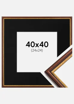 Ramme Horndal Brun 40x40 cm - Passepartout Sort 25x25 cm