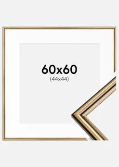 Ramme Horndal Guld 60x60 cm - Passepartout Hvid 45x45 cm