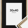 Ramme Horndal Guld 30x40 cm - Passepartout Sort 20x28 cm