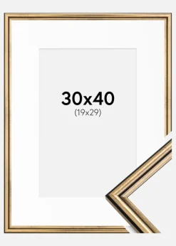 Ramme Horndal Guld 30x40 cm - Passepartout Hvid 20x30 cm