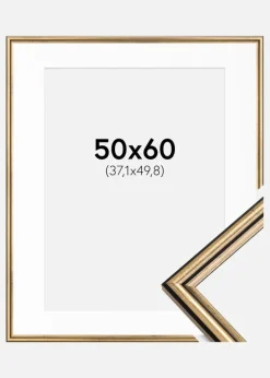 Ramme Horndal Guld 50x60 cm - Passepartout Hvid 15x20 inches
