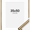 Ramme Horndal Guld 35x50 cm - Passepartout Hvid 25x35 cm