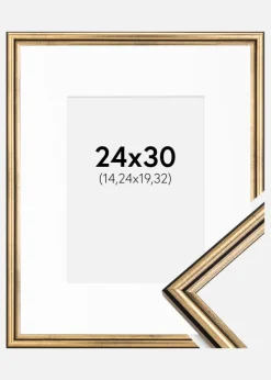 Ramme Horndal Guld 24x30 cm - Passepartout Hvid 6x8 inches