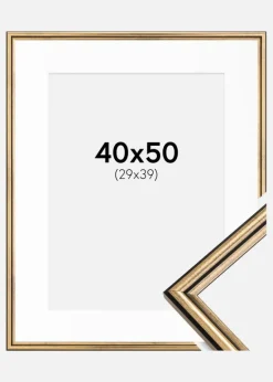 Ramme Horndal Guld 40x50 cm - Passepartout Hvid 30x40 cm