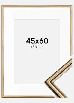 Ramme Horndal Guld 45x60 cm - Passepartout Hvid 32x45 cm