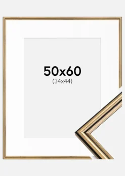 Ramme Horndal Guld 50x60 cm - Passepartout Hvid 35x45 cm