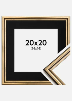 Ramme Horndal Guld 20x20 cm - Passepartout Sort 15x15 cm