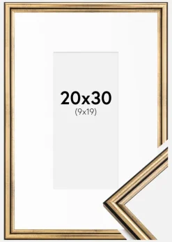 Ramme Horndal Guld 20x30 cm - Passepartout Hvid 10x20 cm