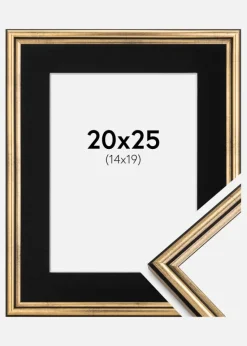 Ramme Horndal Guld 20x25 cm - Passepartout Sort 15x20 cm