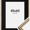 Ramme Horndal Guld 45x60 cm - Passepartout Sort 32x45 cm