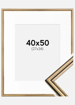 Ramme Horndal Guld 40x50 cm - Passepartout Hvid 28x35 cm