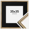 Ramme Horndal Guld 35x35 cm - Passepartout Sort 24x24 cm