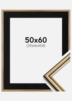 Ramme Horndal Guld 50x60 cm - Passepartout Sort 16x20 inches