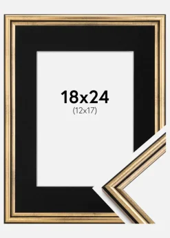 Ramme Horndal Guld 18x24 cm - Passepartout Sort 13x18 cm