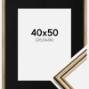 Ramme Horndal Guld 40x50 cm - Passepartout Sort 27,5x37 cm