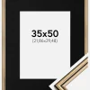 Ramme Horndal Guld 35x50 cm - Passepartout Sort 9x12 inches