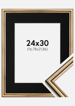 Ramme Horndal Guld 24x30 cm - Passepartout Sort 7x9 inches