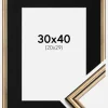 Ramme Horndal Guld 30x40 cm - Passepartout Sort 21x30 cm