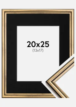 Ramme Horndal Guld 20x25 cm - Passepartout Sort 14x18 cm