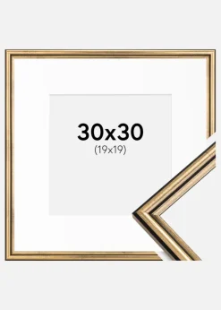 Ramme Horndal Guld 30x30 cm - Passepartout Hvid 20x20 cm