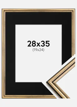 Ramme Horndal Guld 28x35 cm - Passepartout Sort 20x25 cm