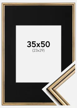 Ramme Horndal Guld 35x50 cm - Passepartout Sort 24x30 cm