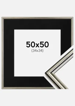 Ramme Horndal Sølv 50x50 cm - Passepartout Sort 35x35 cm
